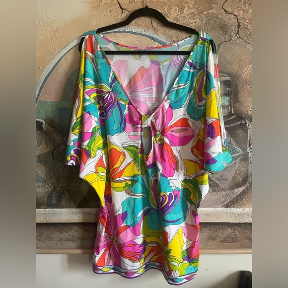 Trina Turk Kaleidoscope Floral Tunic Cover Up in Multi - Picture 6 of 16